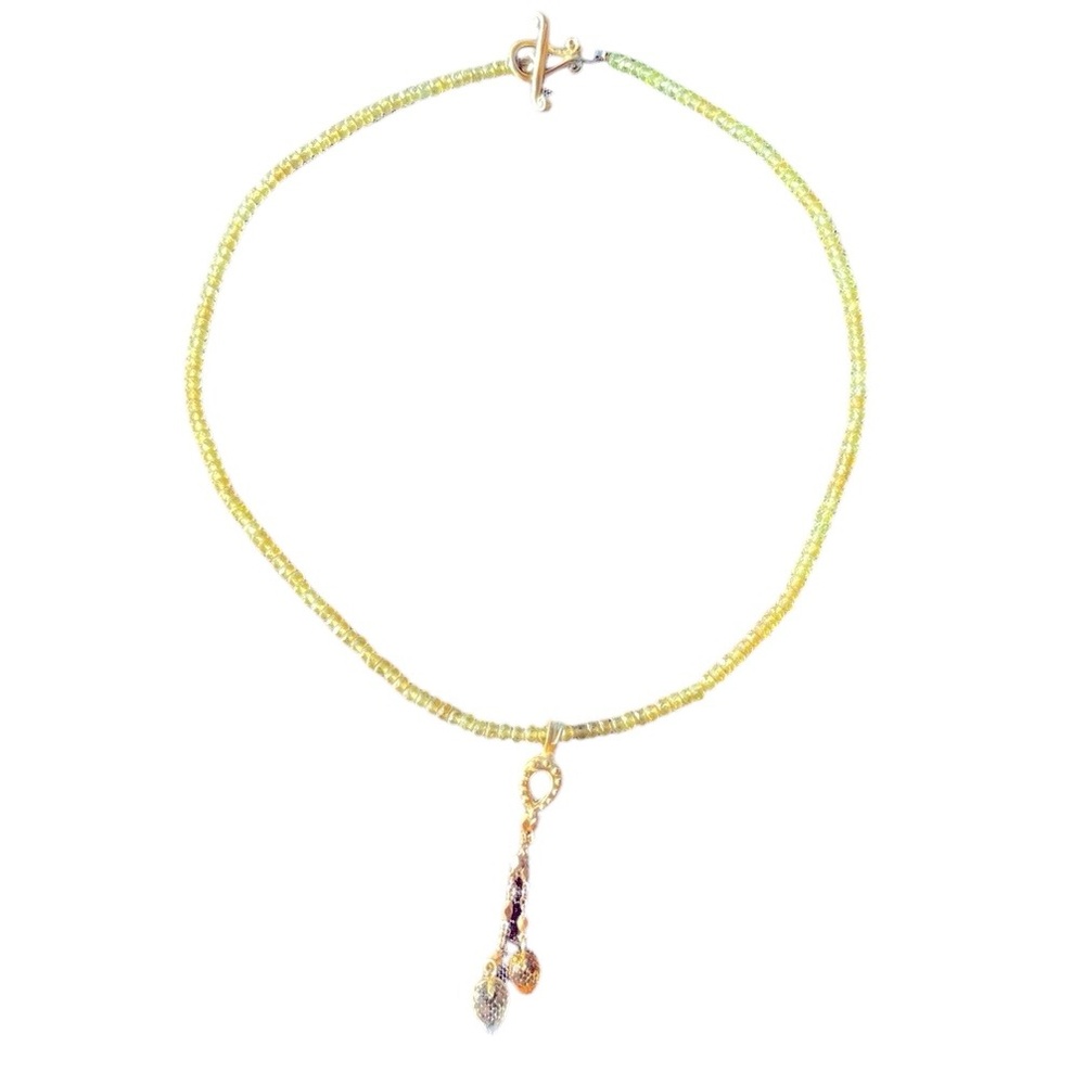 22 K Gold and Peridot necklace with Citrine Briolettes - Picture 1 of 12